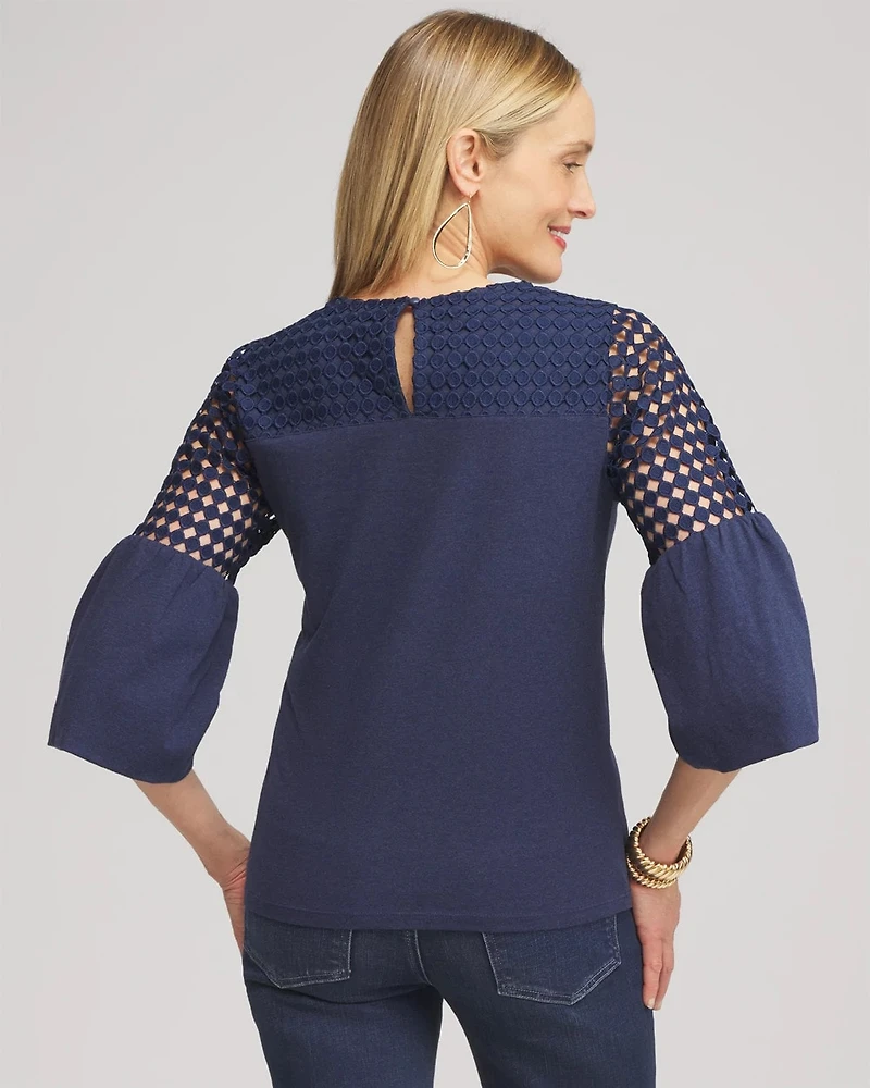 Faux Denim Lace Mix Top