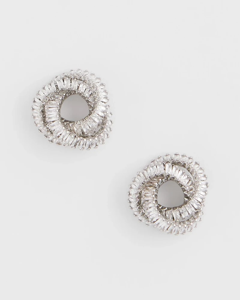 Silvertone Twisted Stud Earrings