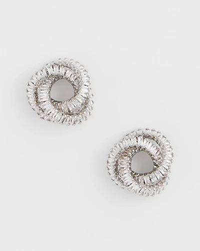 Silvertone Twisted Stud Earrings