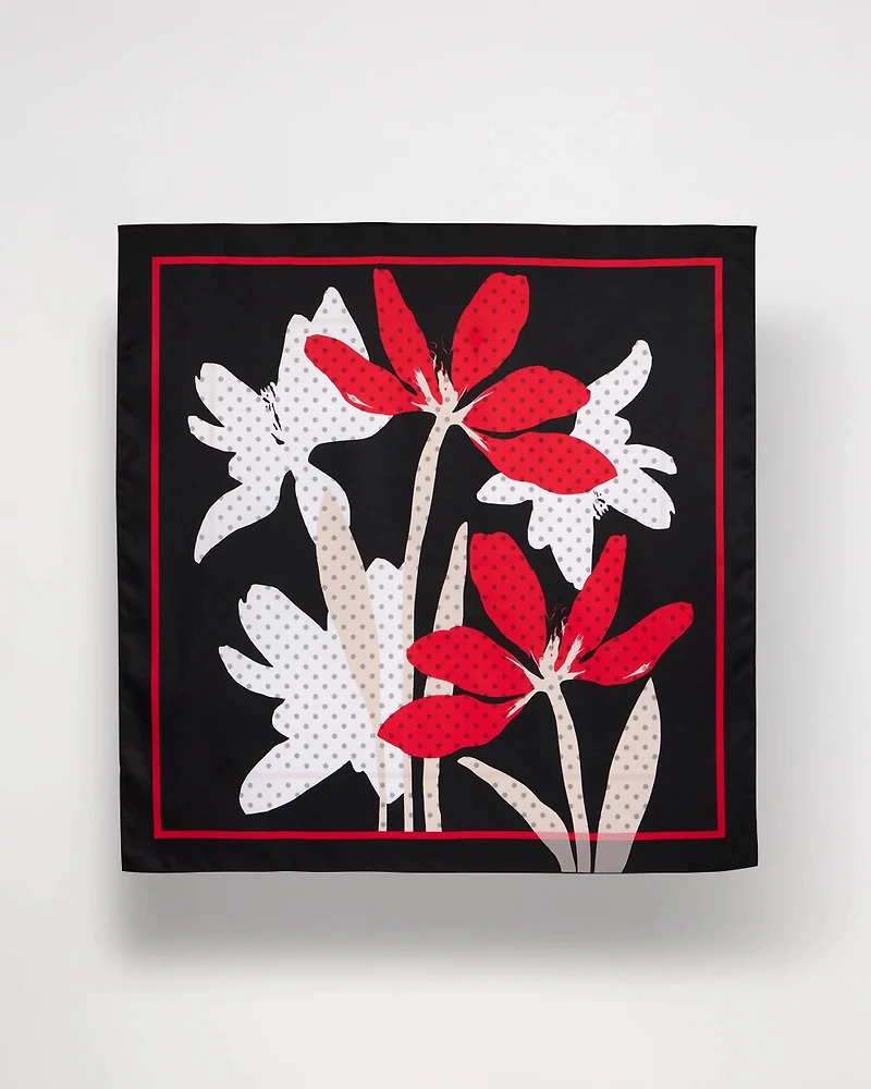 Polka Dot Floral Square Scarf