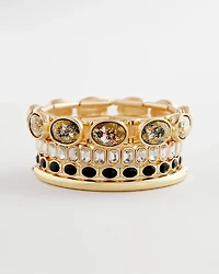 Faceted Gem Stretch Cuff Bracelet