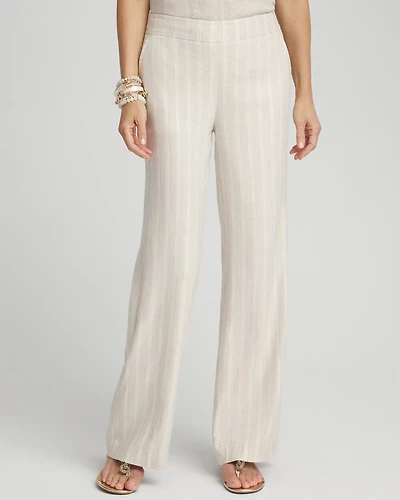 Linen Blend Stripe Flare Leg Pants