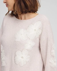 Tulle Floral Pullover Sweater