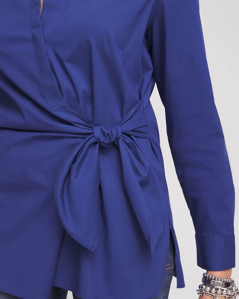 Poplin Tie Front Shirt