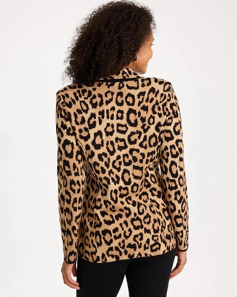 Cheetah Jacquard Sweater Blazer