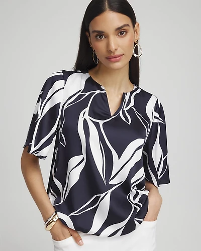 Satin Bubble Hem Blouse
