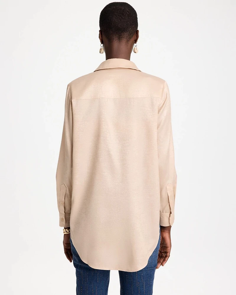 Velvet Collared Long-Sleeve Tunic