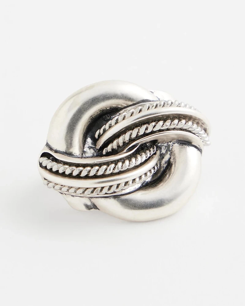 Silvertone Knot Scarf Ring