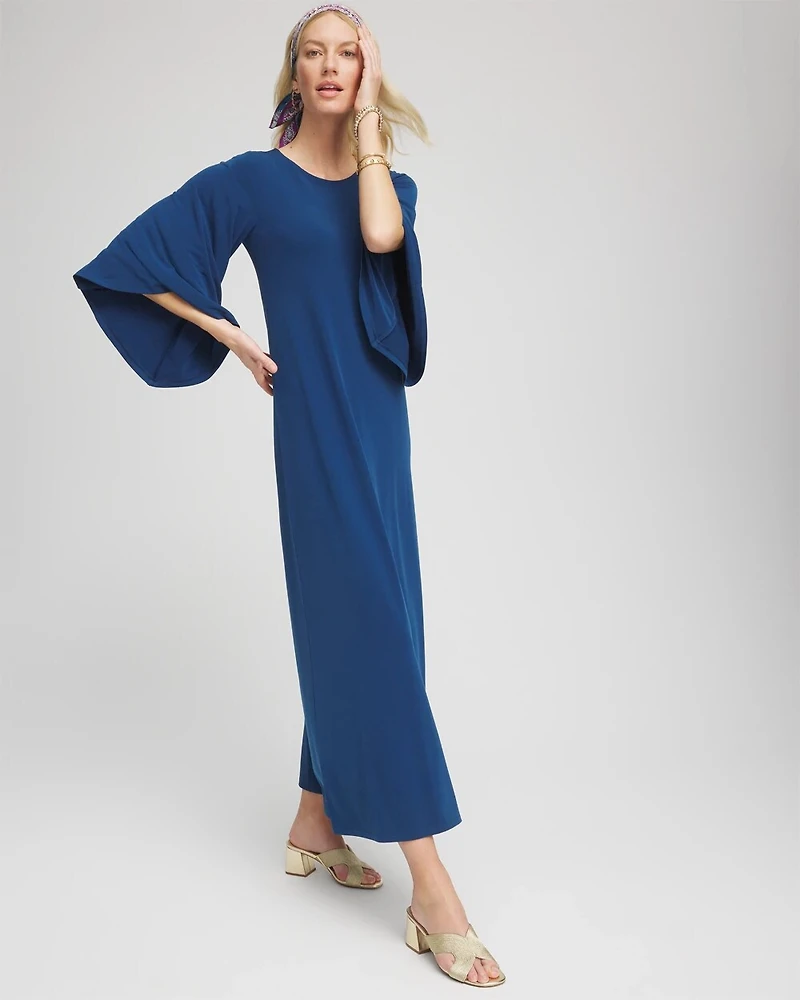 3/4 Flutter-Sleeved Maxi Dress