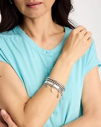 Beachy Silvertone Stretch Charm Bracelet