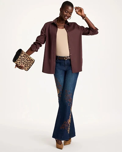 Embellished Girlfriend Flare Jeans
