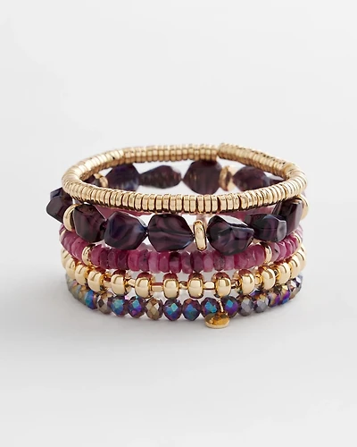Purple Stretch Set of Five Bracelets