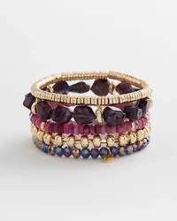 Purple Stretch Set of Five Bracelets