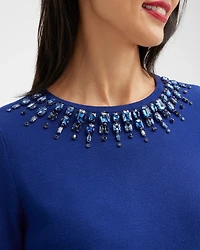 Gem Embellished Flare Sleeve Sweater