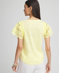 Linen Embroidered Lace Tee
