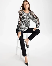 Zebra-Metallic Bodre Crinkle Mesh Top