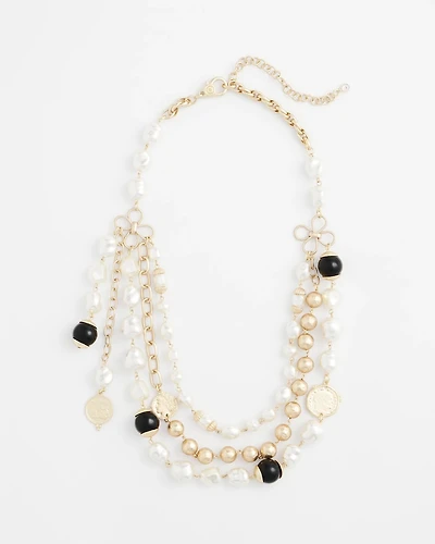 Gold Pearl Multi-Strand Necklace