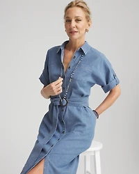 Denim Belted Midi Shirtdress