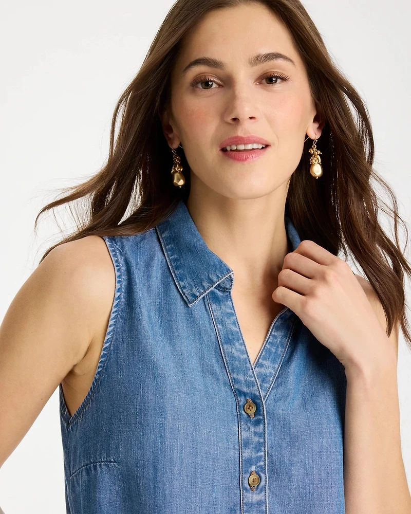 Tencel Denim Sleeveless Shirt