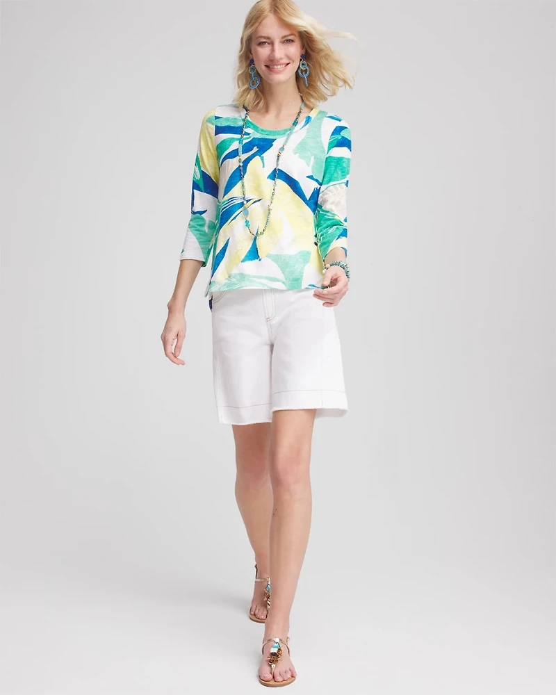 Ocean Print Slub Scoop-Neck Tee