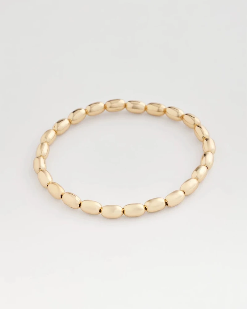 Goldtone Oval Beaded Stretch Bracelet