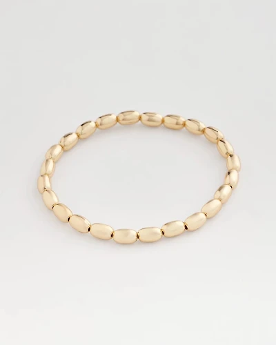 Goldtone Oval Beaded Stretch Bracelet