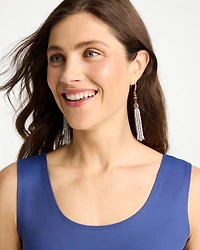 Neutral Beaded Linear Earrings