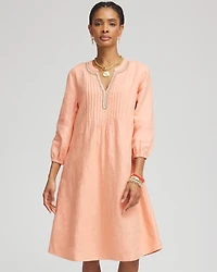 Linen Pintuck 3/4 Sleeved Dress
