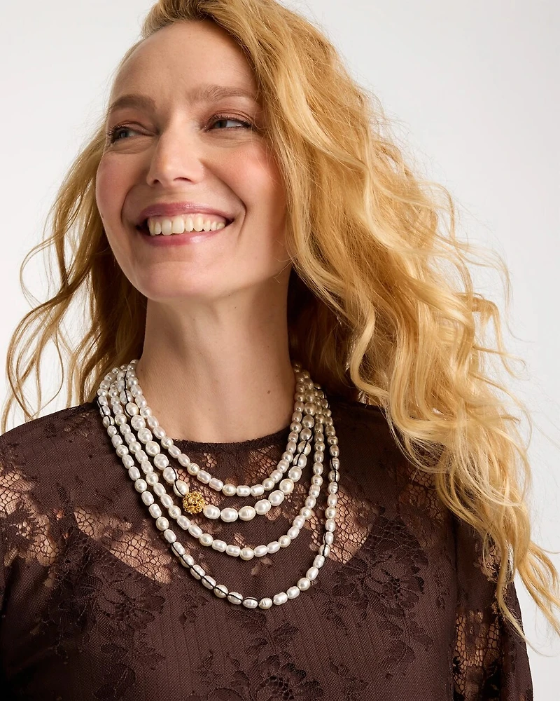 Multi-Strand Faux Pearl Necklace