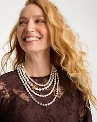 Multi-Strand Faux Pearl Necklace