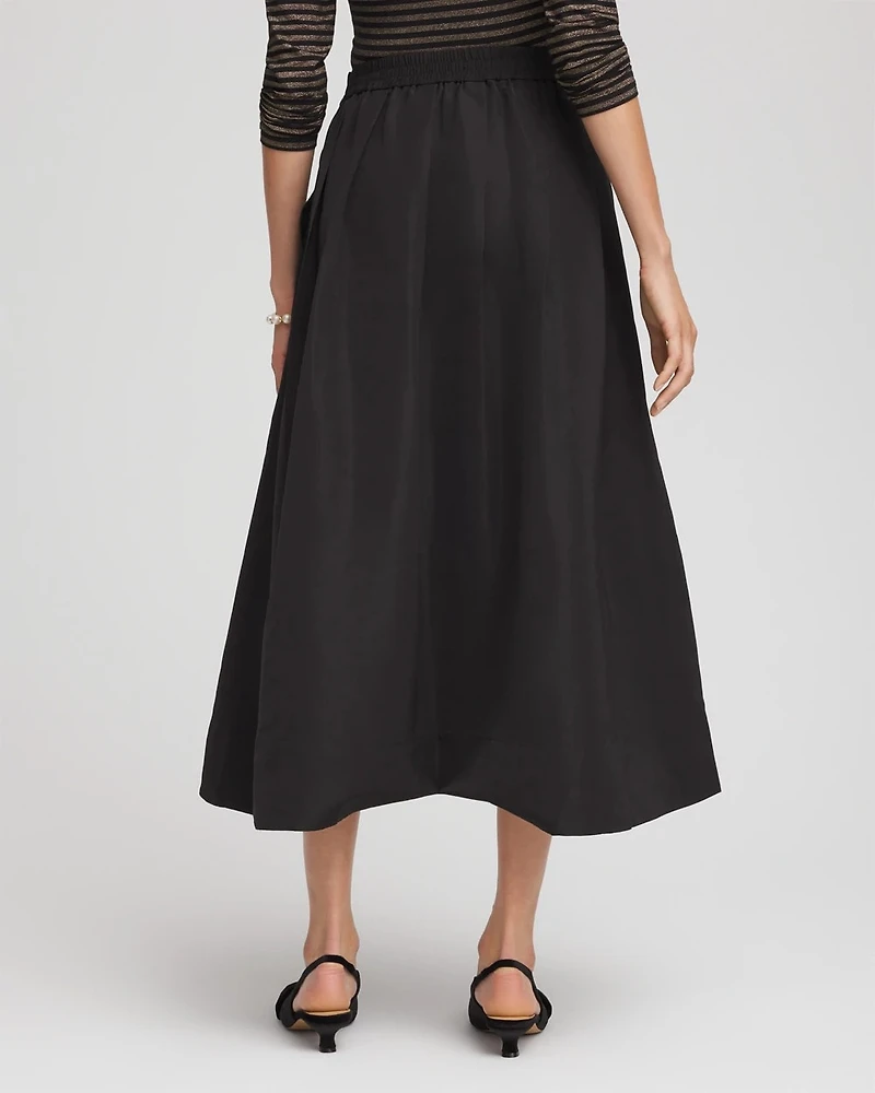 Pleated Taffeta Maxi Skirt