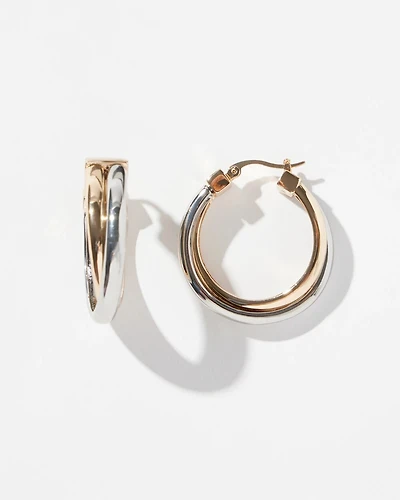 Mixed Metal Double Hoops
