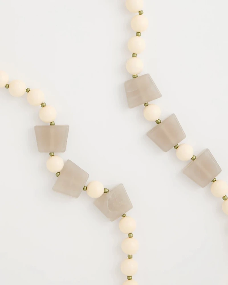 Long Geo Beaded Necklace