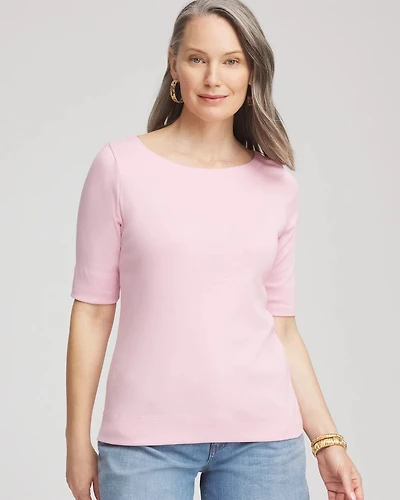 Pima Cotton Bateau-Neck Tee