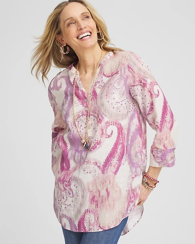 No Iron™ Multi Paisley Linen Tunic