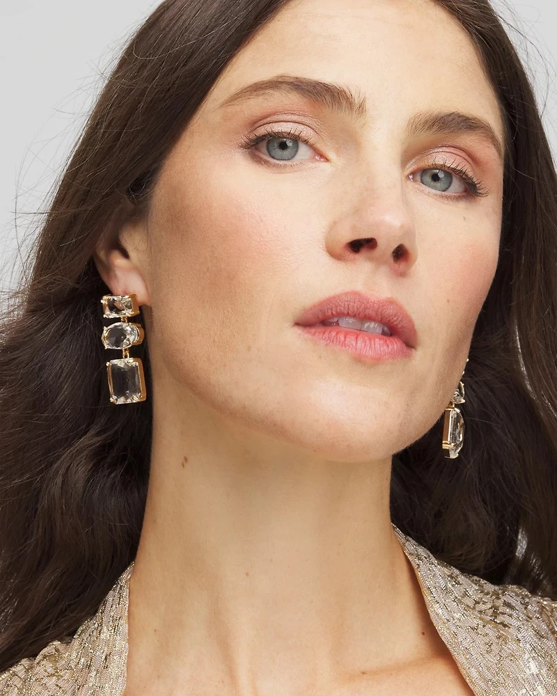 Neutral Faceted Drop Earrings