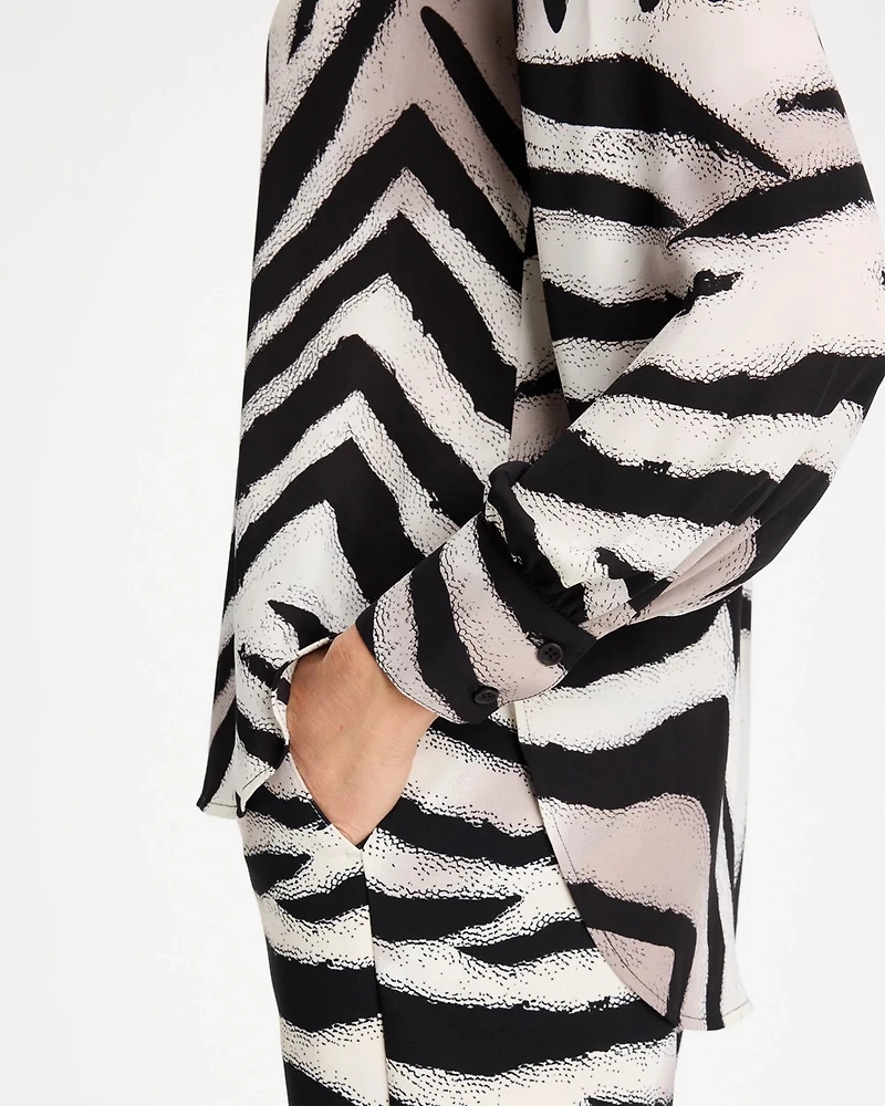 Georgette Zebra Print Collared Shirt