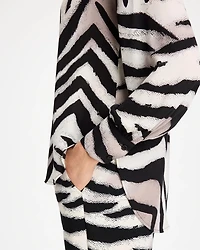 Georgette Zebra Print Collared Shirt