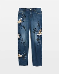 Embellished Girlfriend Straight Ankle Jeans