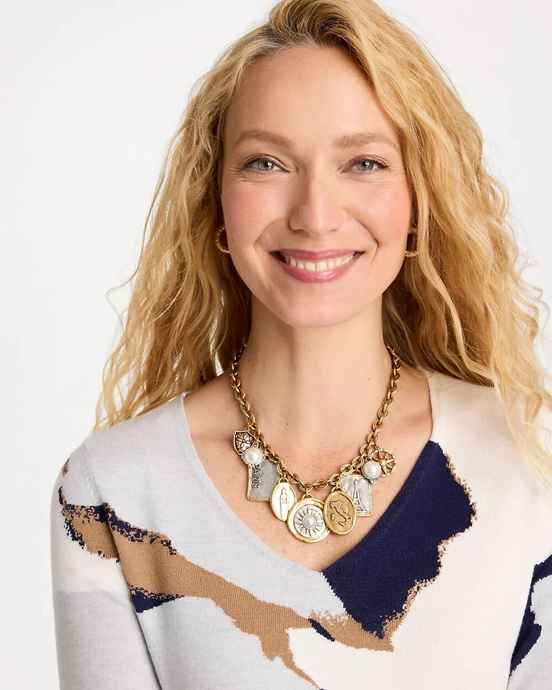 Chico's Originals Travel The World Charm Necklace