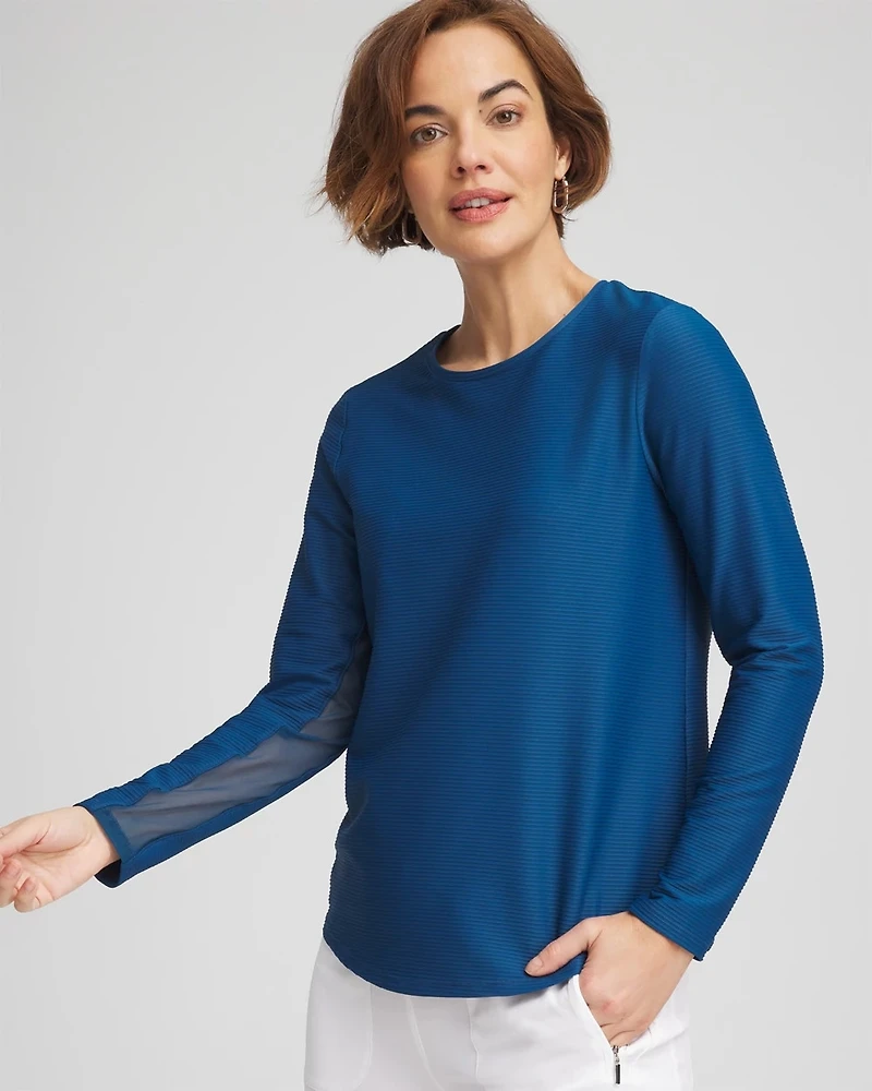 Zenergy® UPF Crew Neck Mesh-Inset Pullover