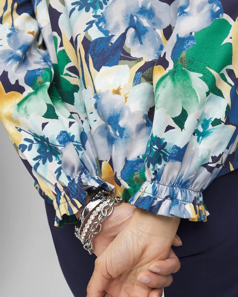 Floral Ruffle Trim Top