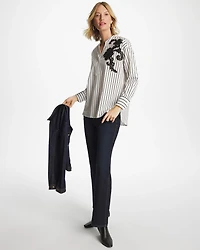 Striped Poplin Applique Tunic