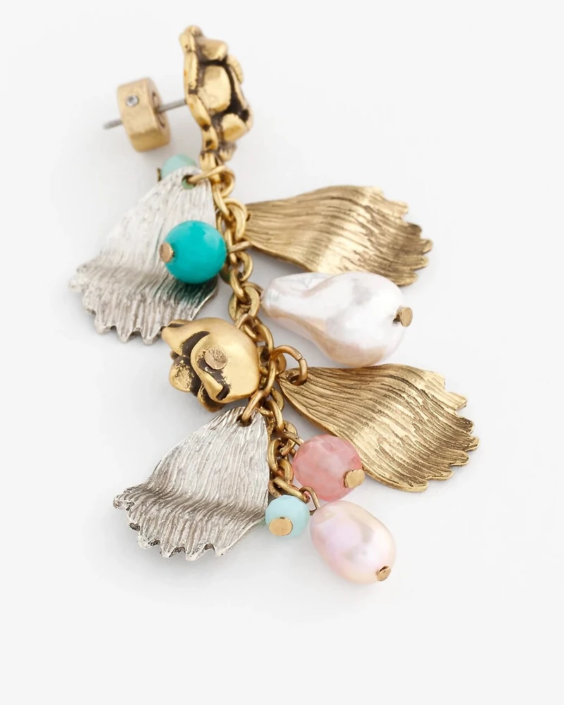 Floral Pearl Charm Earrings