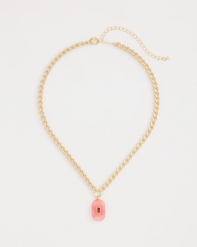 Coral Agate Short Pendant Necklace