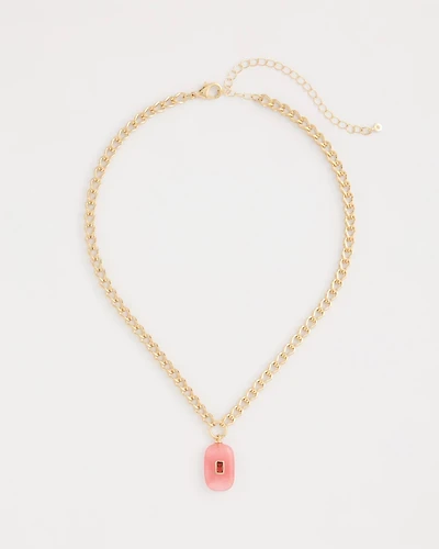 Coral Agate Short Pendant Necklace