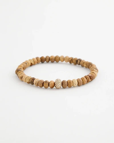 Genuine Jasper Stone Slice Pave Bracelet