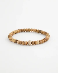 Genuine Jasper Stone Slice Pave Bracelet