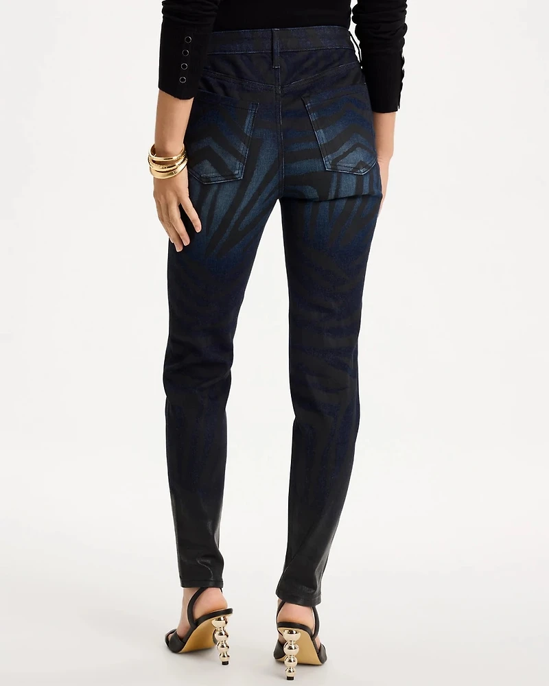 Ombre Zebra Animal Skinny Ankle Jeans