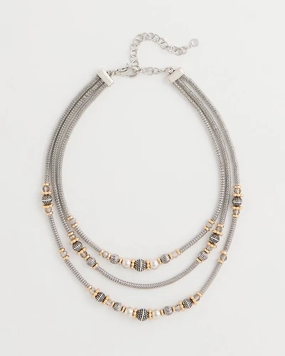 Mixed-Metal Short Triple-Strand Necklace